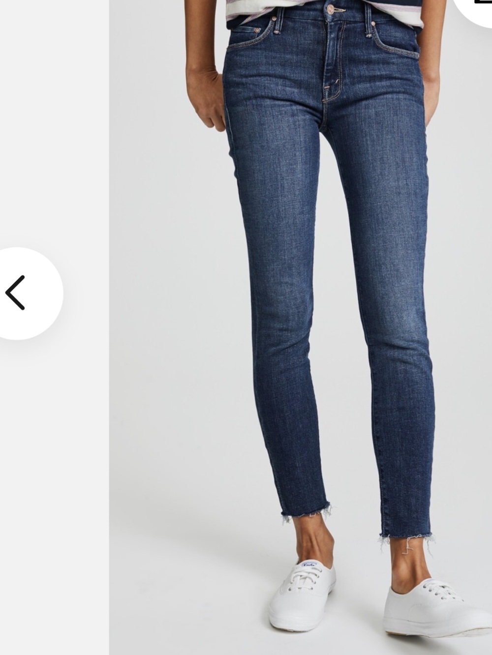MOTHER Looker Ankle Fray Blue Skinny Jeans Girl Crush Wash - 27